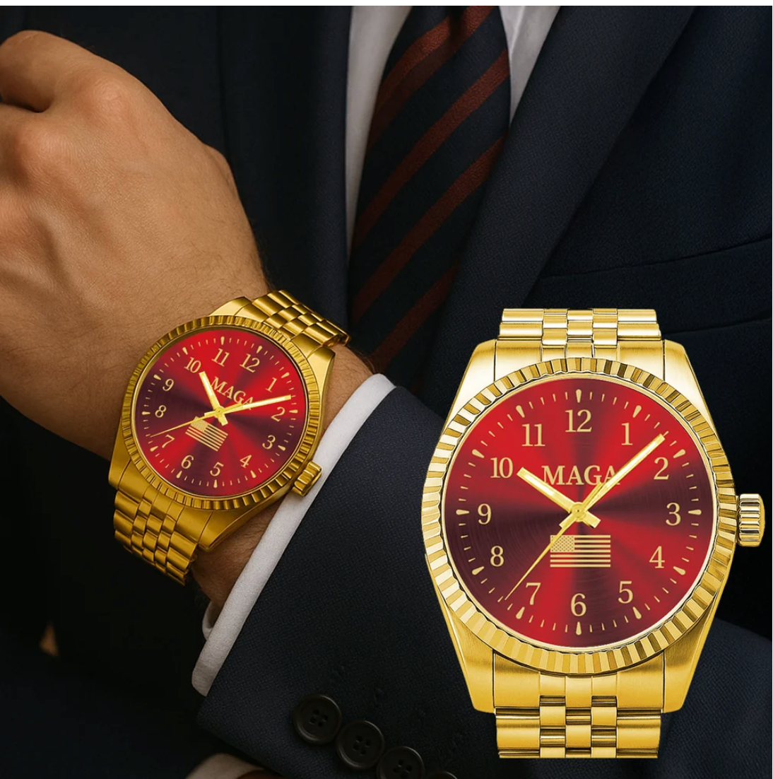 Gold And Red MAGA Watch