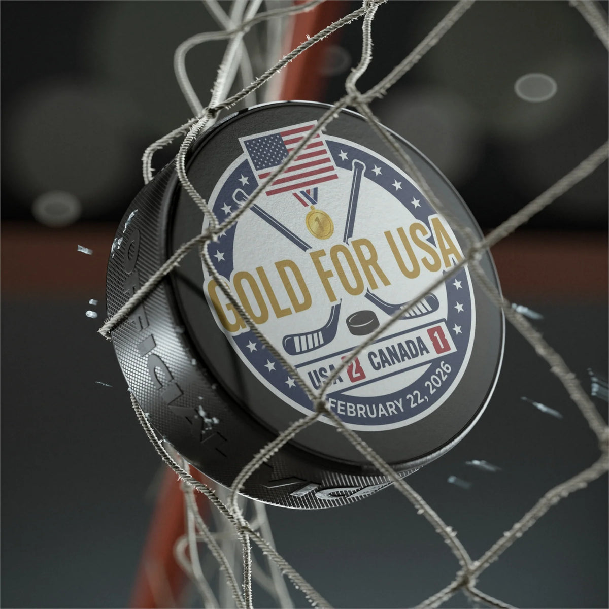 Gold For USA" Commemorative Hockey Puck - Only 2,026