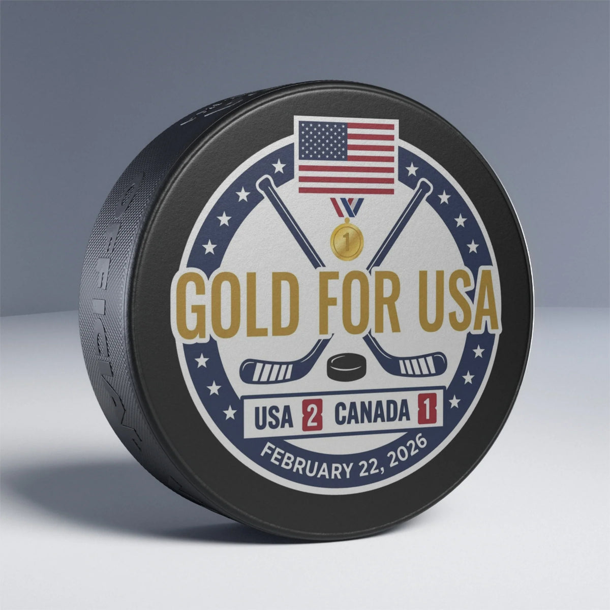 Gold For USA" Commemorative Hockey Puck - Only 2,026
