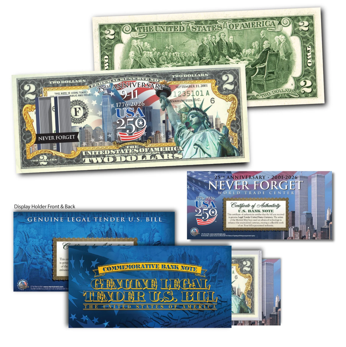 9/11 25th + America's 250th Anniversary Commemorative $2 Bill