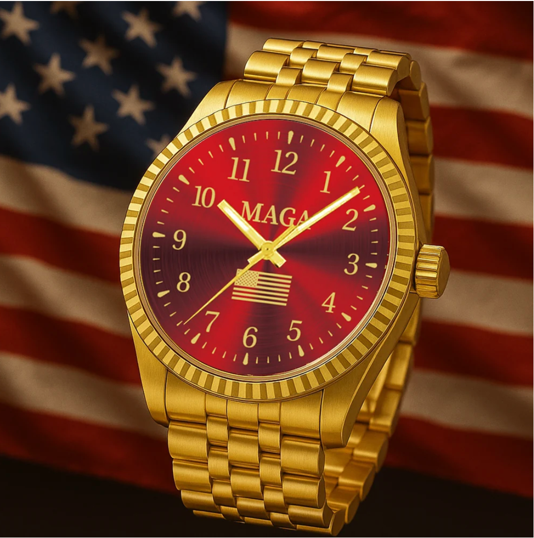 Gold And Red MAGA Watch