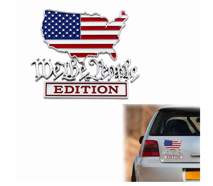We The People USA Map Car Emblem