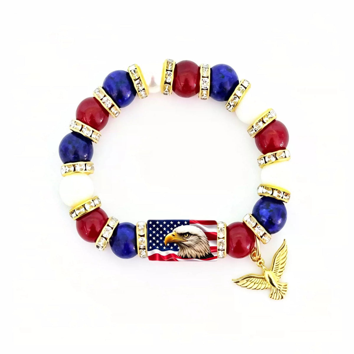 Patriotic Eagle & American Flag Beaded Bracelet
