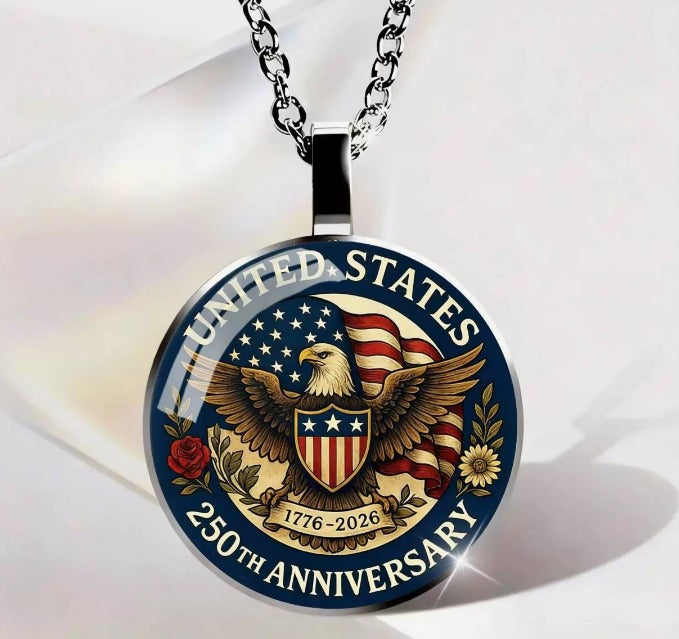 USA 250th Anniversary Eagle Patriotic Pendant Necklace