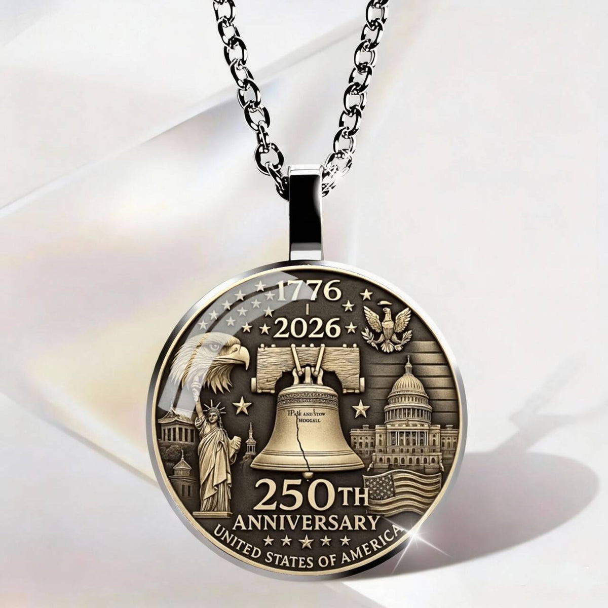 USA 250th Anniversary Liberty Bell Pendant Necklace